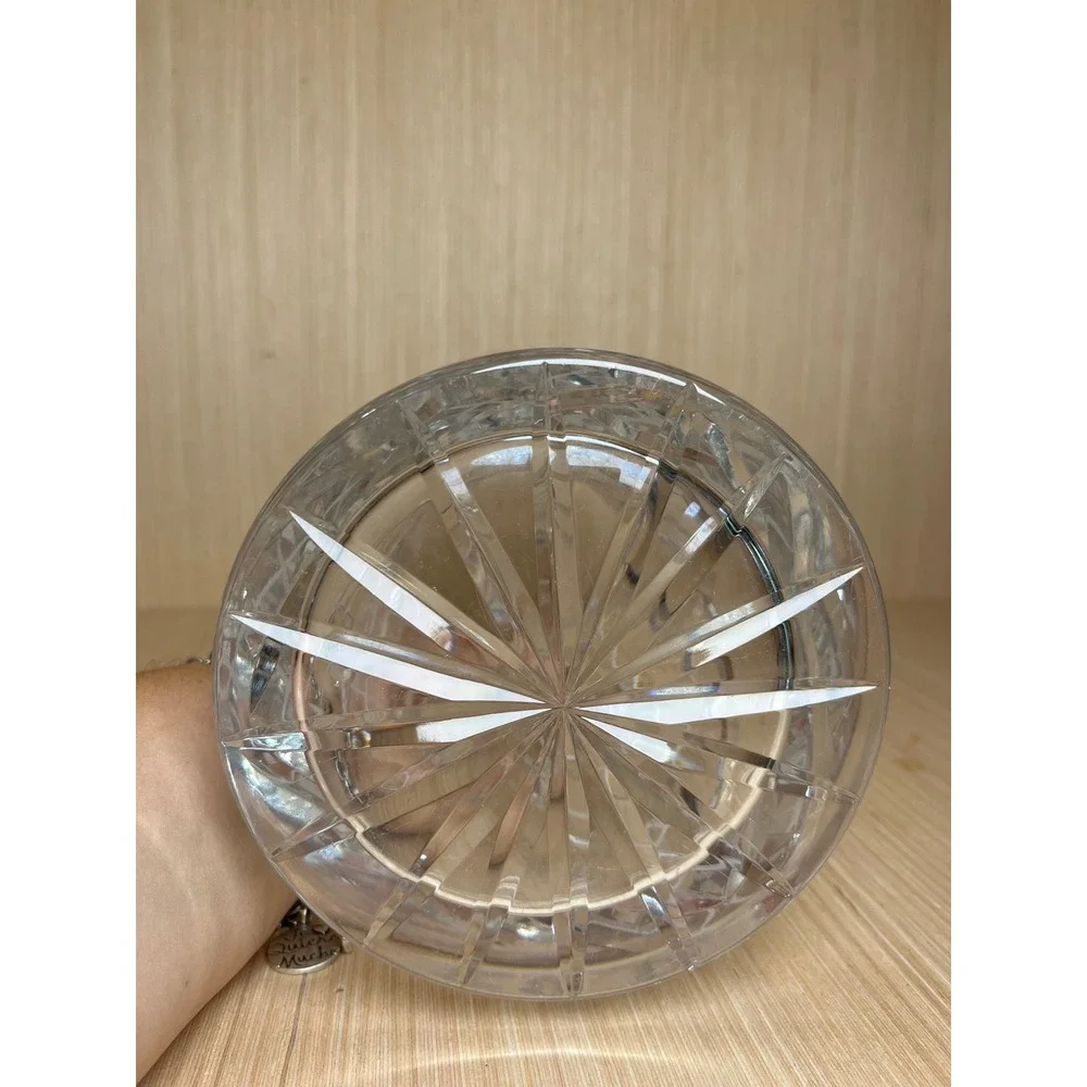 Vintage Bohemian Crystalex Cut Glass Vase Pinwheel Starburst Clear Crystal 12in